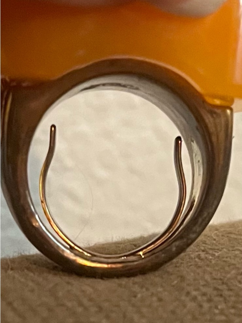 Kenneth Jay Lane Orange and Navy Statement Ring - Picture 2 of 3